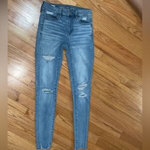 American Eagle Outfitters Light Blue Ripped Skinny Jeans